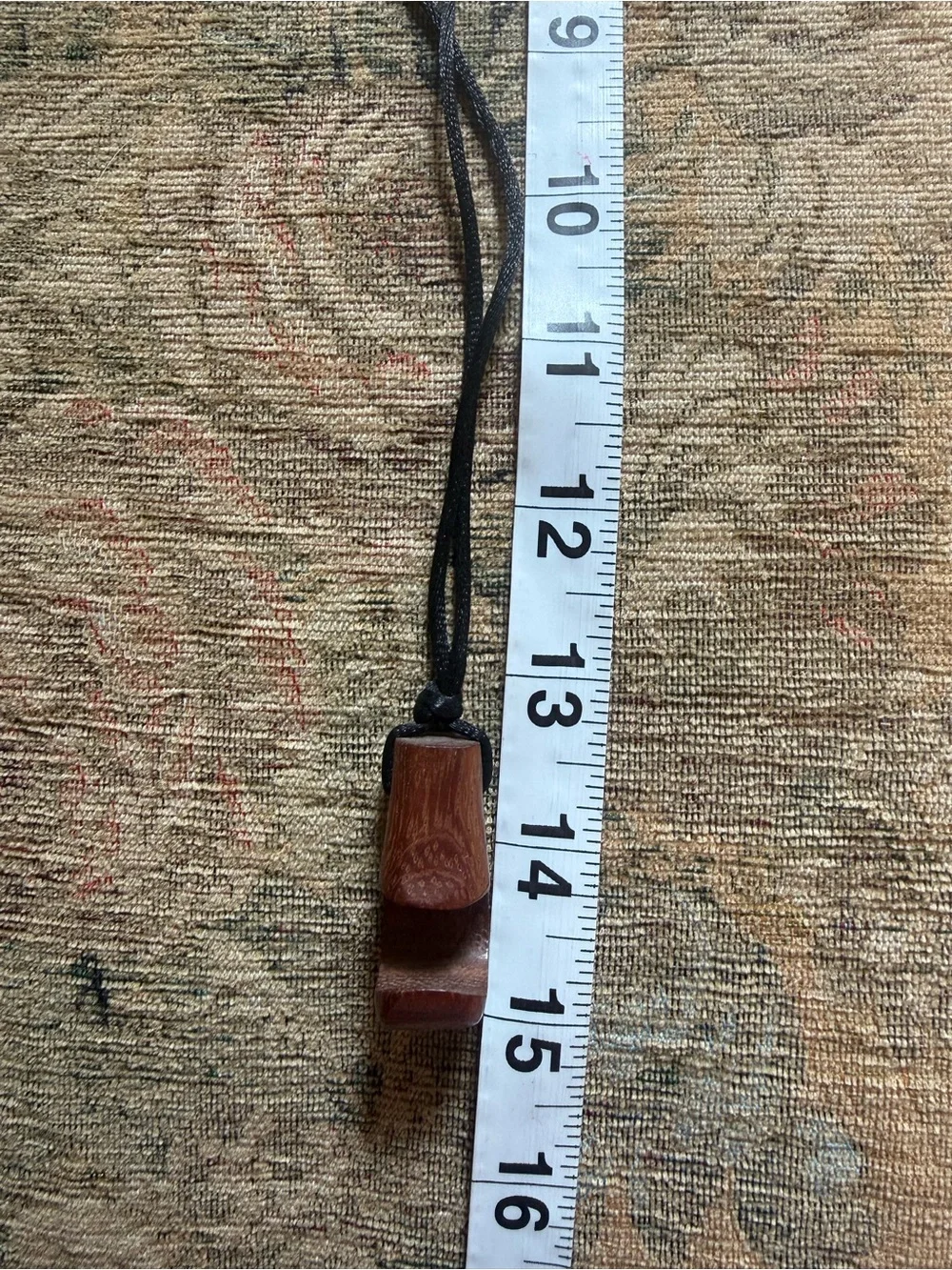 HEI MATAU Wood Carved Hook pendant necklace w/ black cord from Hawaii Strength